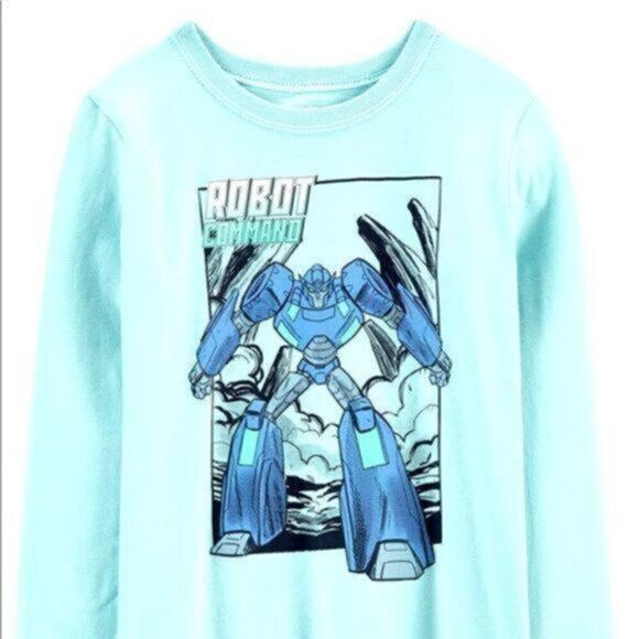 Carter’s Kid boys tee jersey 5/5A long sleeves light blue NWT - Picture 1 of 7